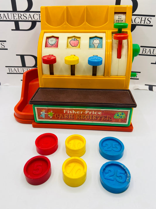 Vintage Fisher Price Cash Register with 6 Coins