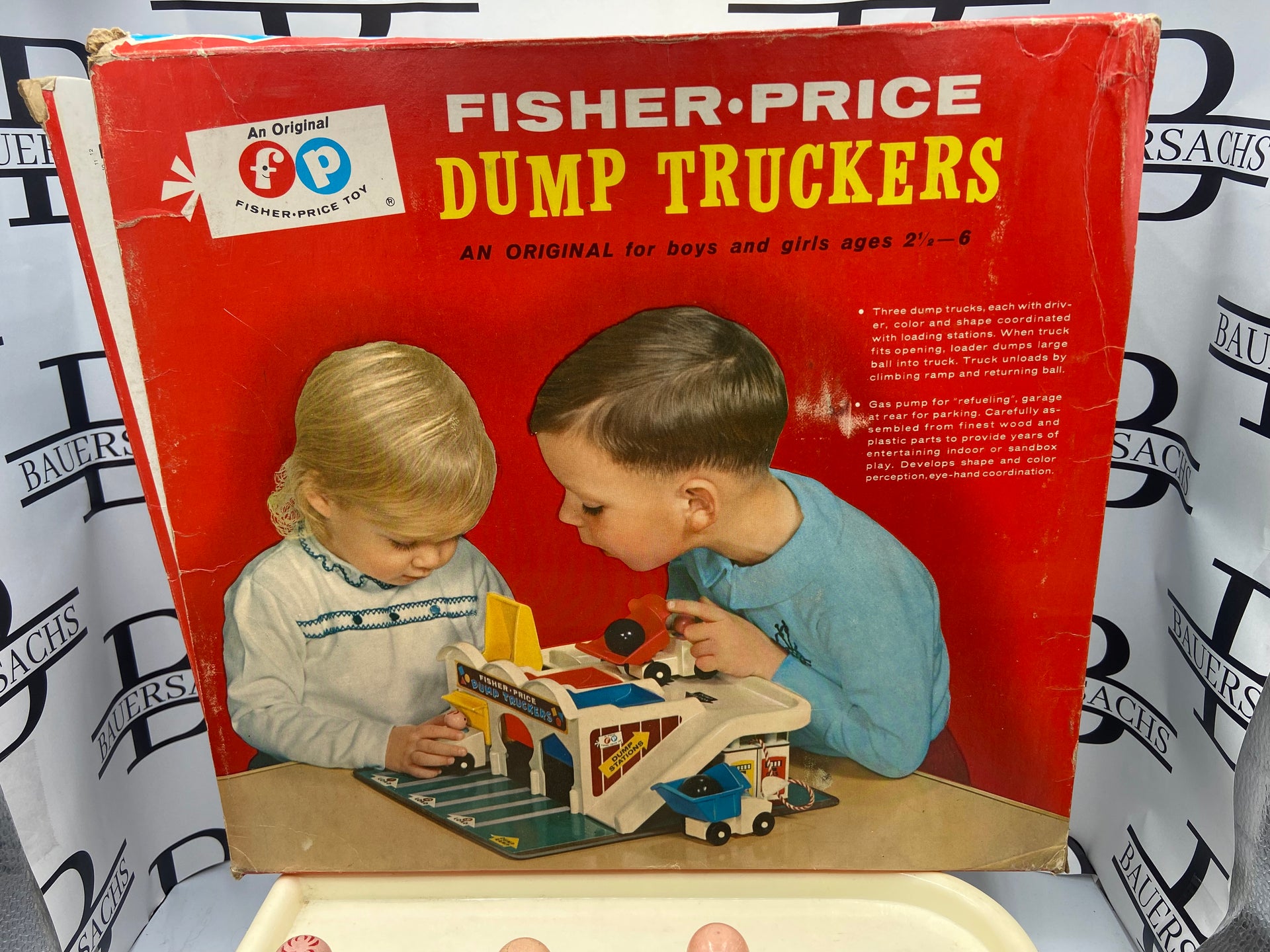 Fisher Price Play Family Little People Dump Truckers in Box Complete Bauersachs’ Timeless Toys